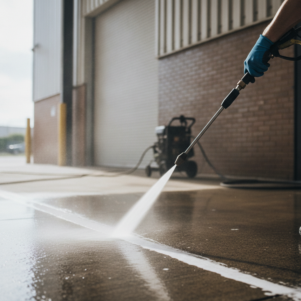 Commercial Pressure Washing no peoples faces just hand