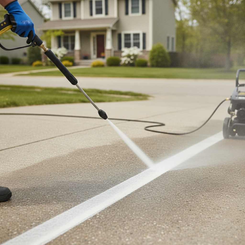 Residential Pressure Washing no peoples faces just hand